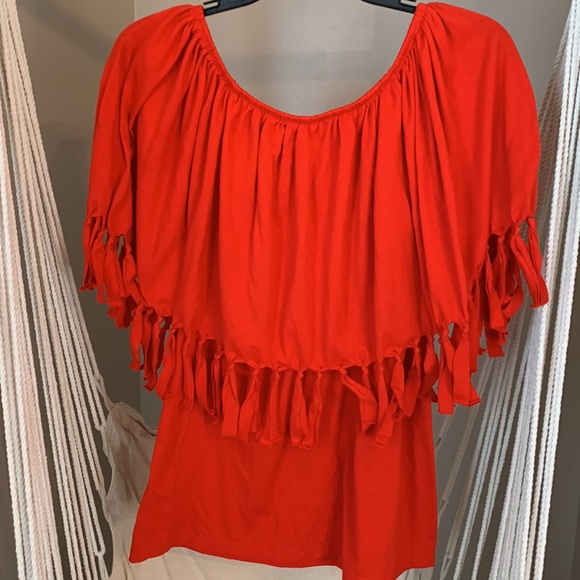 2/$15 New Direction- Medium- Red tank with tassel overlay - Picture 3 of 3